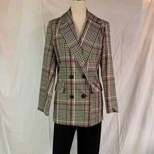 Classic Checkered Double-Breasted Women's Blazer